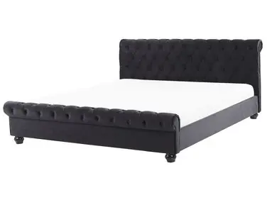 Cama de agua Terciopelo AVALLON 160 x 200 cm Negro - Dormitorio