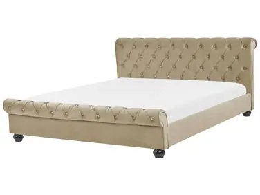 Cama de agua Terciopelo AVALLON 160 x 200 cm Beige - Dormitorio