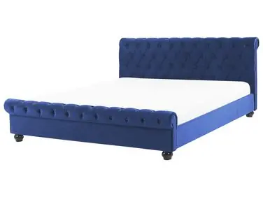 Cama de agua Terciopelo AVALLON 180 x 200 cm Azul marino - Dormitorio