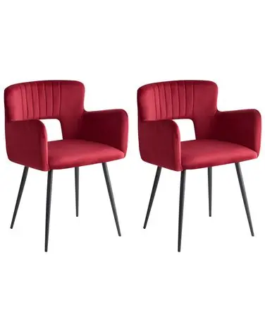 Conjunto de 2 sillas de comedor SANILAC Terciopelo Rojo oscuro