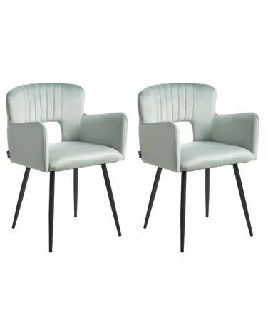 Conjunto de 2 sillas de comedor SANILAC Terciopelo Azul claro