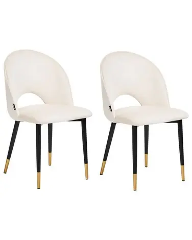 Conjunto de 2 sillas de comedor MAGALIA Terciopelo Beige claro