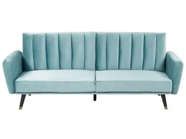 Sofá cama 3 plazas VIMMERBY Terciopelo Azul claro - Sala de estar