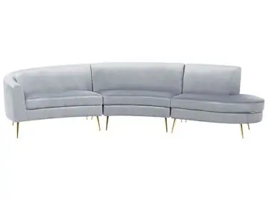 Sofá curvo 4 plazas MOSS Terciopelo Gris claro - Sala de estar