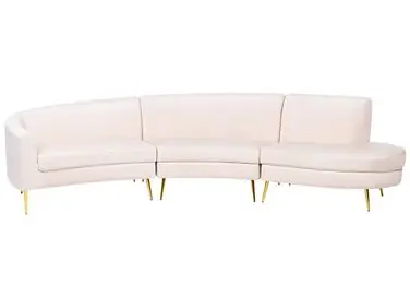 Sofá curvo 4 plazas MOSS Terciopelo Beige claro - Sala de estar