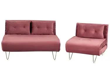 Conjunto de sala de estar 3 plazas VESTFOLD Terciopelo Rosa