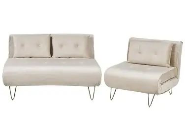 Conjunto de sala de estar 3 plazas VESTFOLD Terciopelo Beige