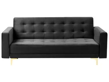 Sofa Bed 3 Seater ABERDEEN Velvet Black - Living Room