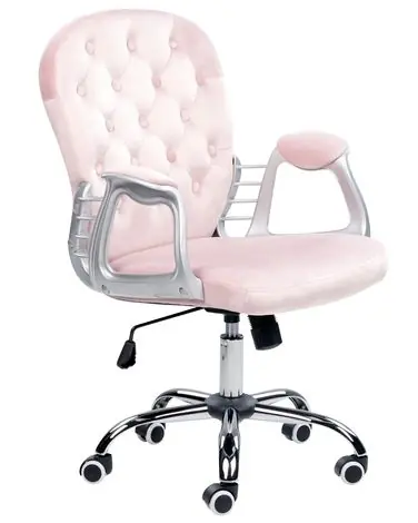 Desk Chair PRINCESS Velvet Pastel Pink - Home Office