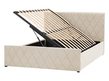 Ottoman Bed ROCHEFORT Velvet Beige 140 x 200 cm (EU Double) - Bedroom