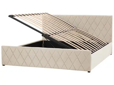 Ottoman Bed ROCHEFORT Velvet Beige 180 x 200 cm (EU Super King) - Bedroom