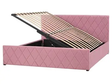 Ottoman Bed ROCHEFORT Velvet Pink 160 x 200 cm (EU King Size) - Bedroom