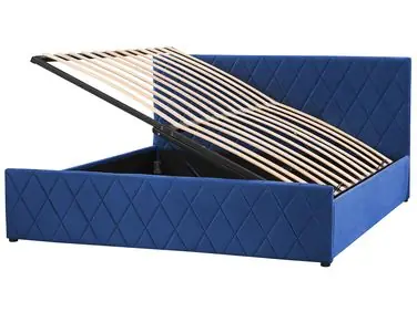 Ottoman Bed ROCHEFORT Velvet Navy Blue 180 x 200 cm (EU Super King) - Bedroom