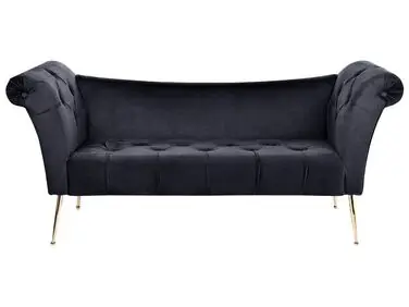 Chaise Longue NANTILLY Velvet Black - Living Room