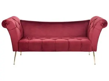 Chaise Longue NANTILLY Velvet Dark Red - Living Room