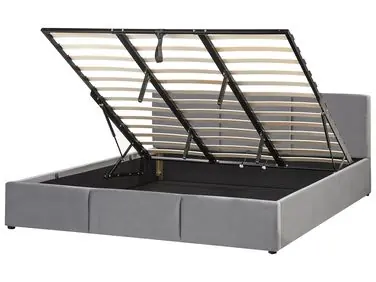 Cama con almacenaje BOUSSE Terciopelo Gris oscuro 180 x 200 cm - Dormitorio