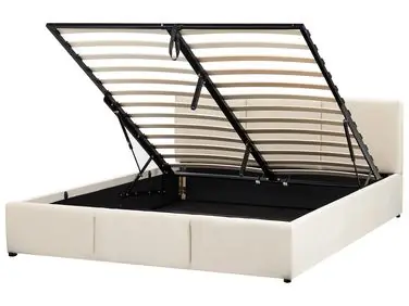 Cama con almacenaje BOUSSE Terciopelo Beige claro 160 x 200 cm - Dormitorio