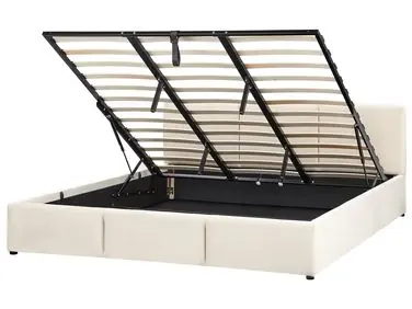 Cama con almacenaje BOUSSE Terciopelo Beige claro 180 x 200 cm - Dormitorio