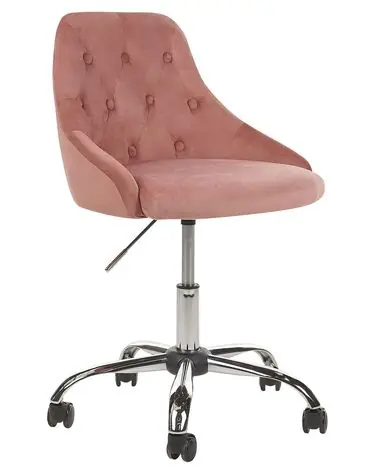 Desk Chair PARRISH Velvet Pastel Pink - Home Office