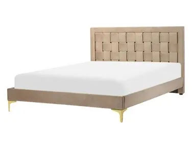 Cama Terciopelo LIMOUX 140 x 200 cm Gris pardo - Dormitorio
