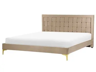 Cama Terciopelo LIMOUX 160 x 200 cm Gris pardo - Dormitorio