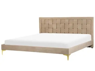 Cama Terciopelo LIMOUX 180 x 200 cm Gris pardo - Dormitorio
