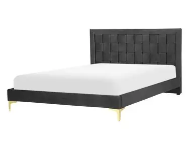 Cama Terciopelo LIMOUX 140 x 200 cm Negro - Dormitorio