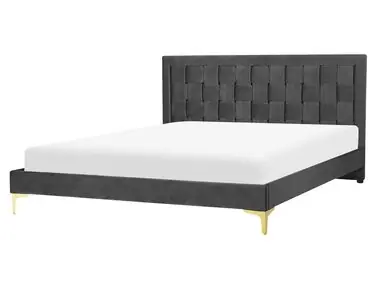 Cama Terciopelo LIMOUX 160 x 200 cm Negro - Dormitorio
