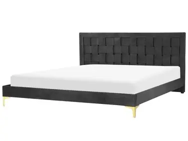 Cama Terciopelo LIMOUX 180 x 200 cm Negro - Dormitorio