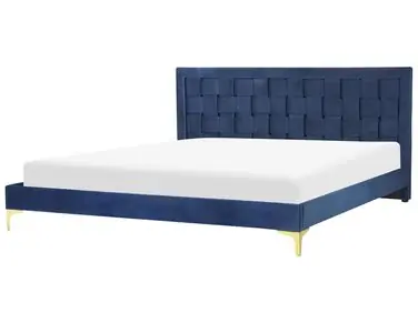 Cama Terciopelo LIMOUX 180 x 200 cm Azul marino - Dormitorio