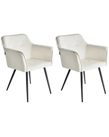 Conjunto de 2 sillas de comedor JASMIN Terciopelo Beige claro
