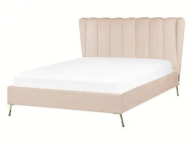 Cama Terciopelo MIRIBEL 140 x 200 cm Beige - Dormitorio