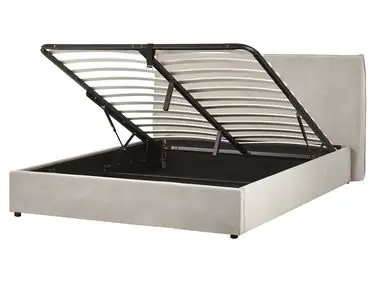Cama con almacenaje LAVAUR Terciopelo Gris pardo 160 x 200 cm - Dormitorio