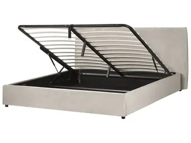 Cama con almacenaje LAVAUR Terciopelo Gris pardo 180 x 200 cm - Dormitorio
