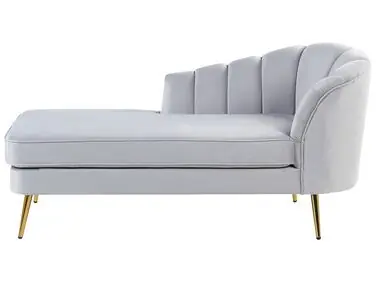 Chaise longue derecho ALLIER Terciopelo Gris claro - Sala de estar