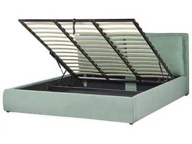 Cama con almacenaje BAJONNA Terciopelo Verde menta 180 x 200 cm - Dormitorio