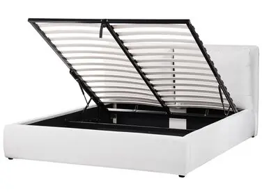 Cama con almacenaje BAJONNA Terciopelo Blanco crema 160 x 200 cm - Dormitorio