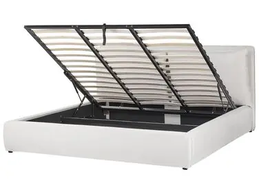 Cama con almacenaje BAJONNA Terciopelo Blanco crema 180 x 200 cm - Dormitorio