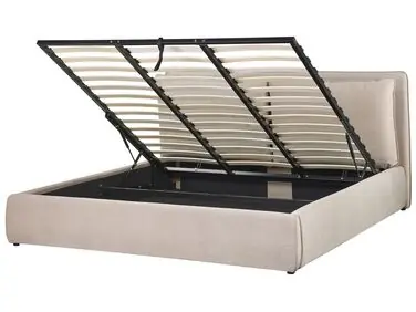 Cama con almacenaje BAJONNA Terciopelo Beige 180 x 200 cm - Dormitorio