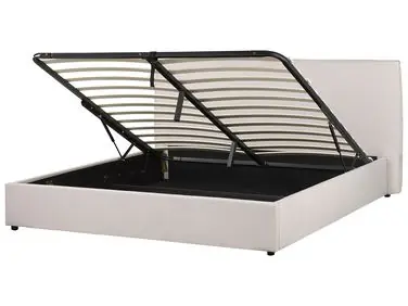 Cama con almacenaje LAVAUR Terciopelo Blanco crema 180 x 200 cm - Dormitorio