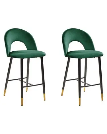 Conjunto de 2 sillas de bar FALTON Terciopelo Verde esmeralda - Comedor