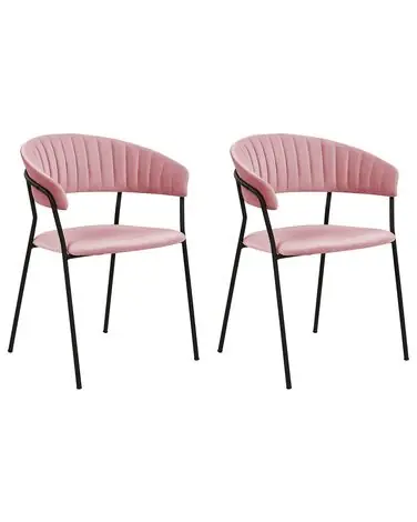 Conjunto de 2 sillas de comedor MARIPOSA Terciopelo Rosa