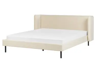 Cama Terciopelo ARETTE 160 x 200 cm Beige claro - Dormitorio