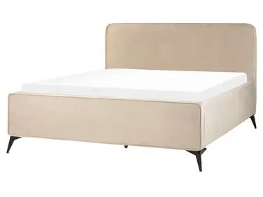 Cama Terciopelo VALOGNES 160 x 200 cm Gris pardo - Dormitorio