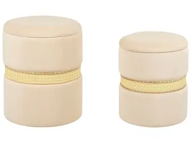 Conjunto de 2 pufs con almacenaje MEDFORD Terciopelo Beige claro - Sala de estar