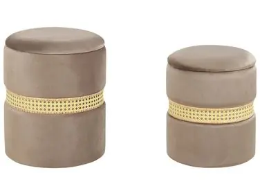 Conjunto de 2 pufs con almacenaje MEDFORD Terciopelo Gris pardo - Sala de estar