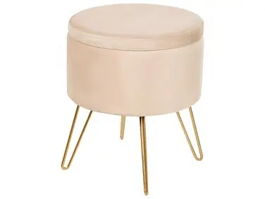 Puf con almacenaje SILAS Terciopelo Beige claro - Sala de estar