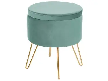 Puf con almacenaje SILAS Terciopelo Verde menta - Sala de estar