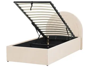 Cama infantil con almacenaje ANET Terciopelo Beige 90 x 200 cm - Dormitorio