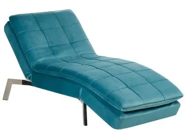 Chaise longue LOIRET Terciopelo Verde azulado - Sala de estar